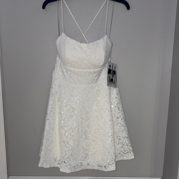 Honey and Rosie Dresses & Skirts - Honey and Rosie Ivory Lace Sequin A line Dress Bachelorette Wedding Large NWT